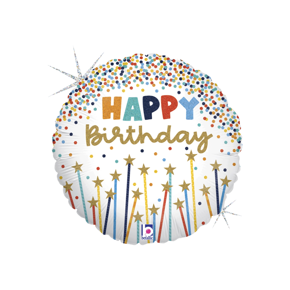 Ballon hélium – Happy Birthday Confettis et Etoiles