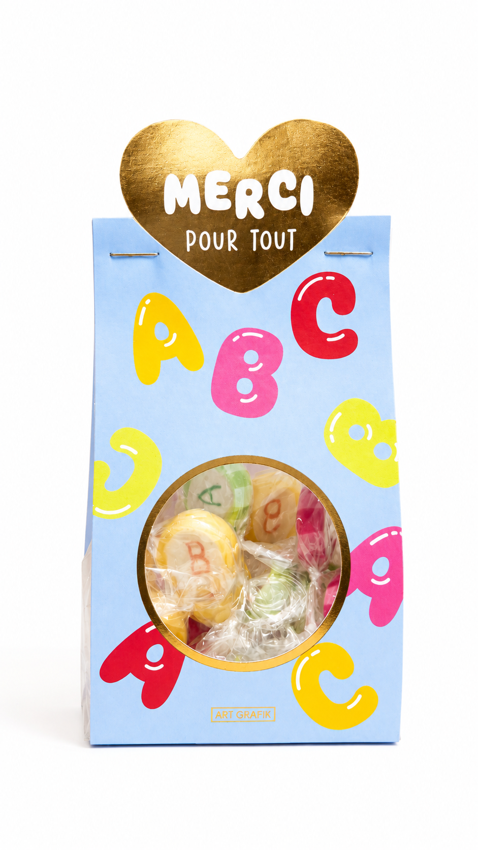 Bonbon "ABC" 75g goût pomme, fraise et orange
