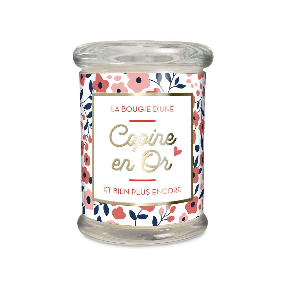 Bougie en verre "Copine en Or" au jasmin