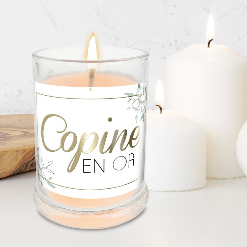 Bougie en verre "Copine en Or" au jasmin