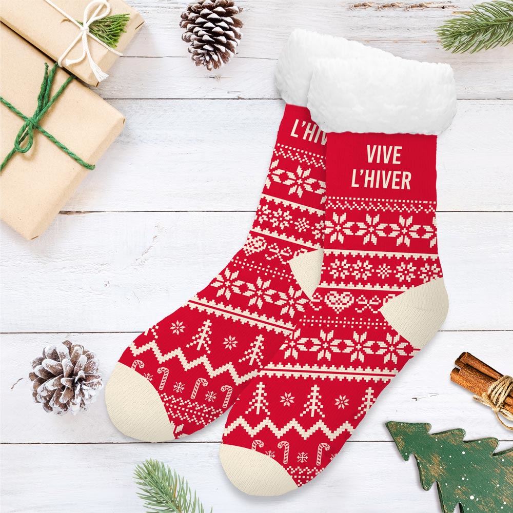Chaussettes moumoute d'hiver femme / Taille unique : 36-42