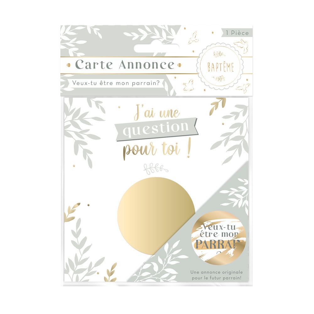 Carte à gratter annonce : "Veux-tu être mon Parrain ?"