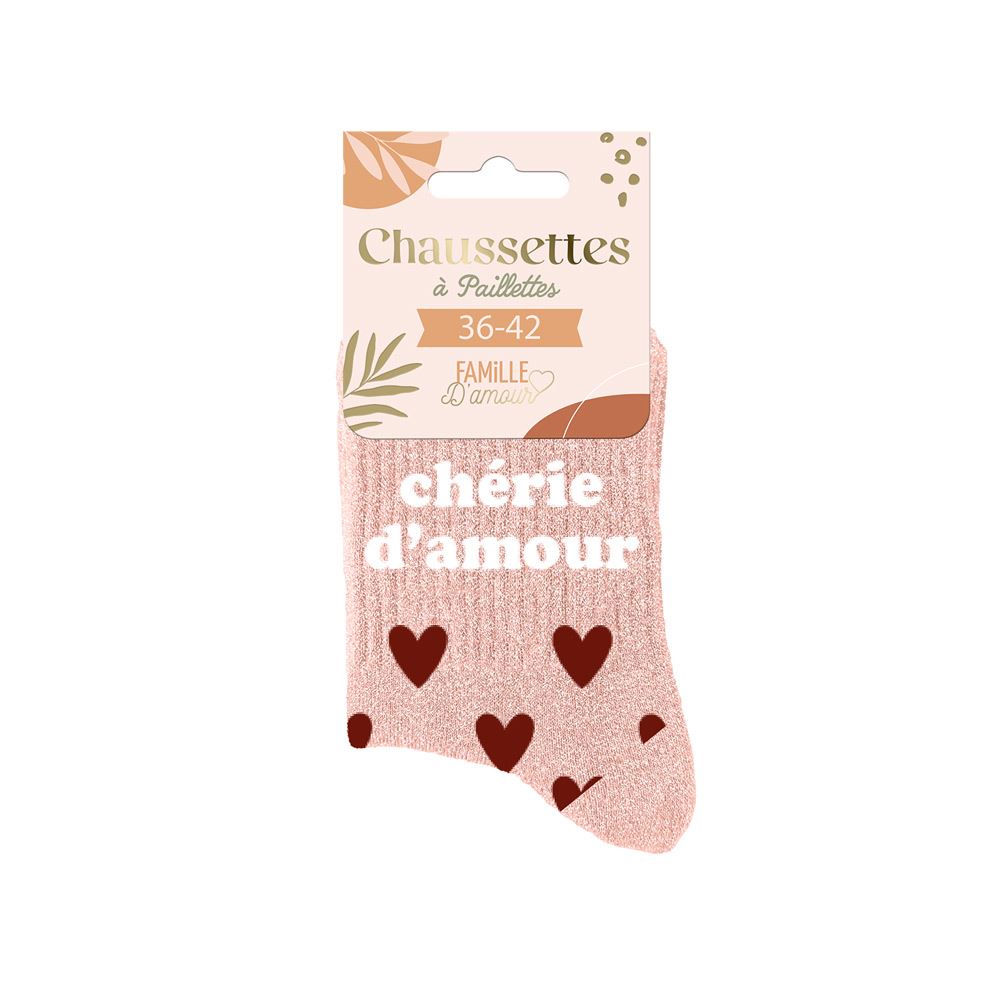 Chaussettes à paillettes "Chérie d’Amour"/ Taille unique : 36-42