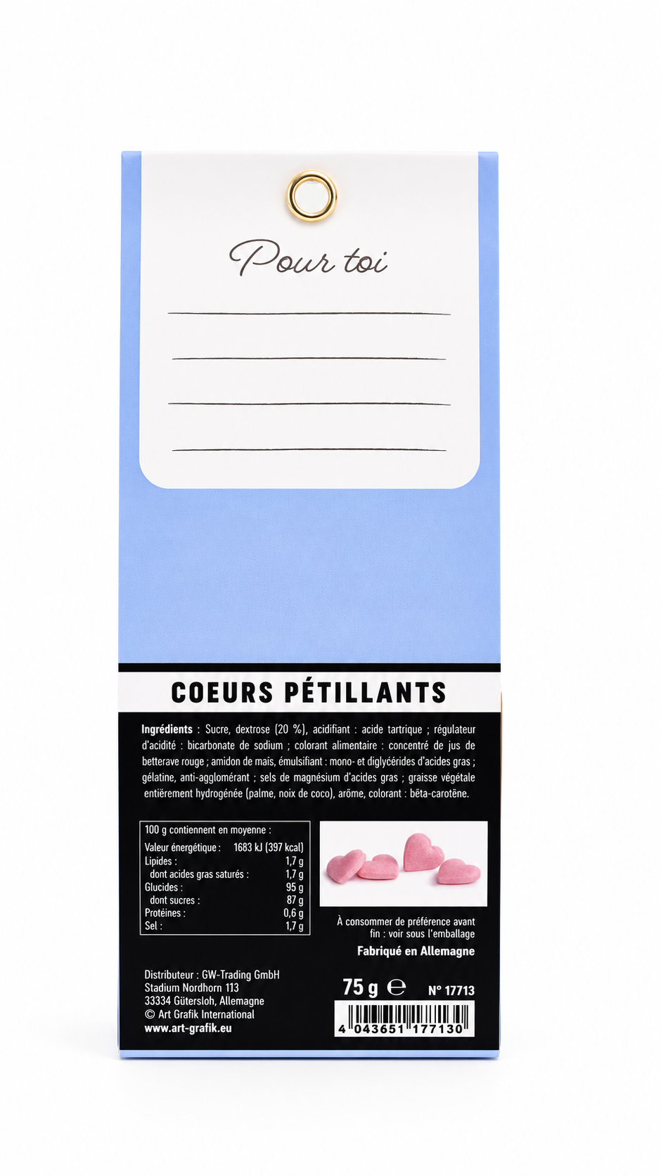 Bonbons coeurs pétillants 75g "Mon Papa c'est le plus Cool"