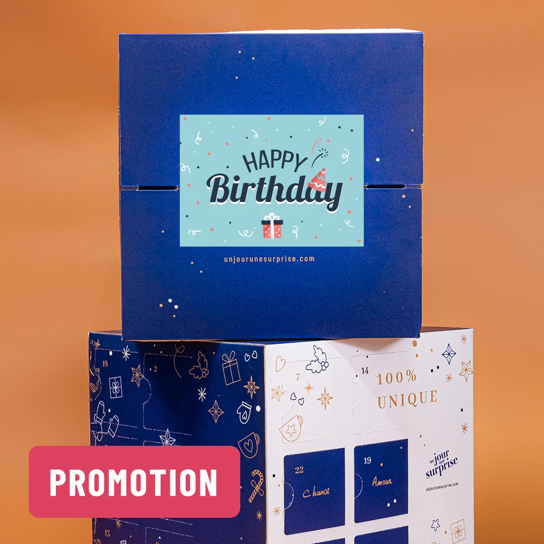 Calendrier de l'avent cube - design "Happy Birthday"