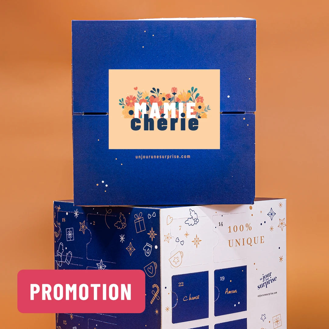 Calendrier de l'avent cube - design "Mamie chérie"