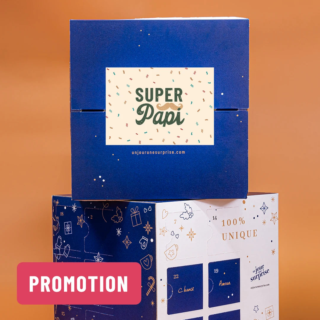 Calendrier de l'avent cube - design "Super papi"