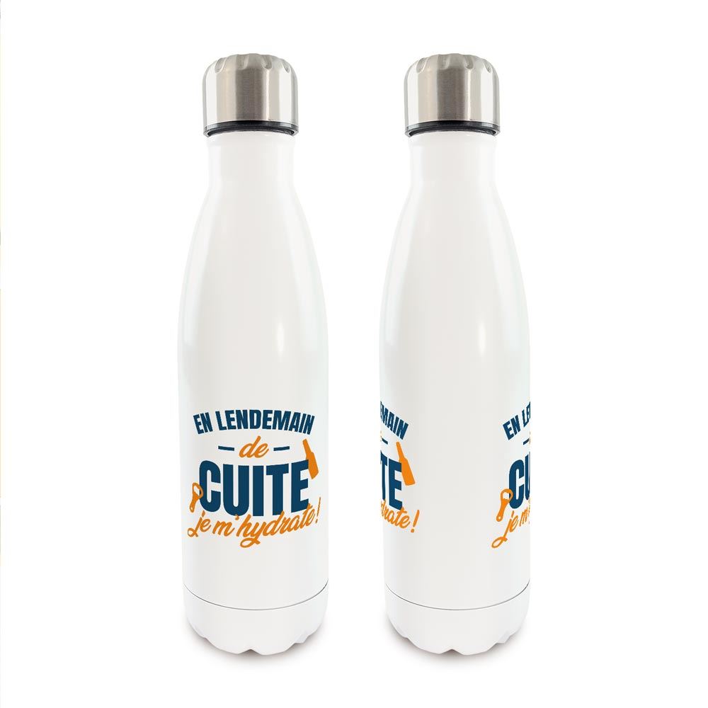 Gourde isotherme "En lendemain de cuite, je m'hydrate !"