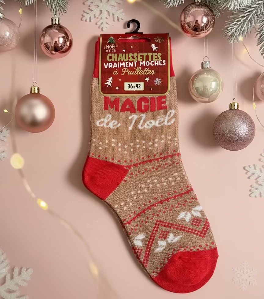 Chaussettes de Noël à paillettes pour femme au choix / Taille unique : 36-42