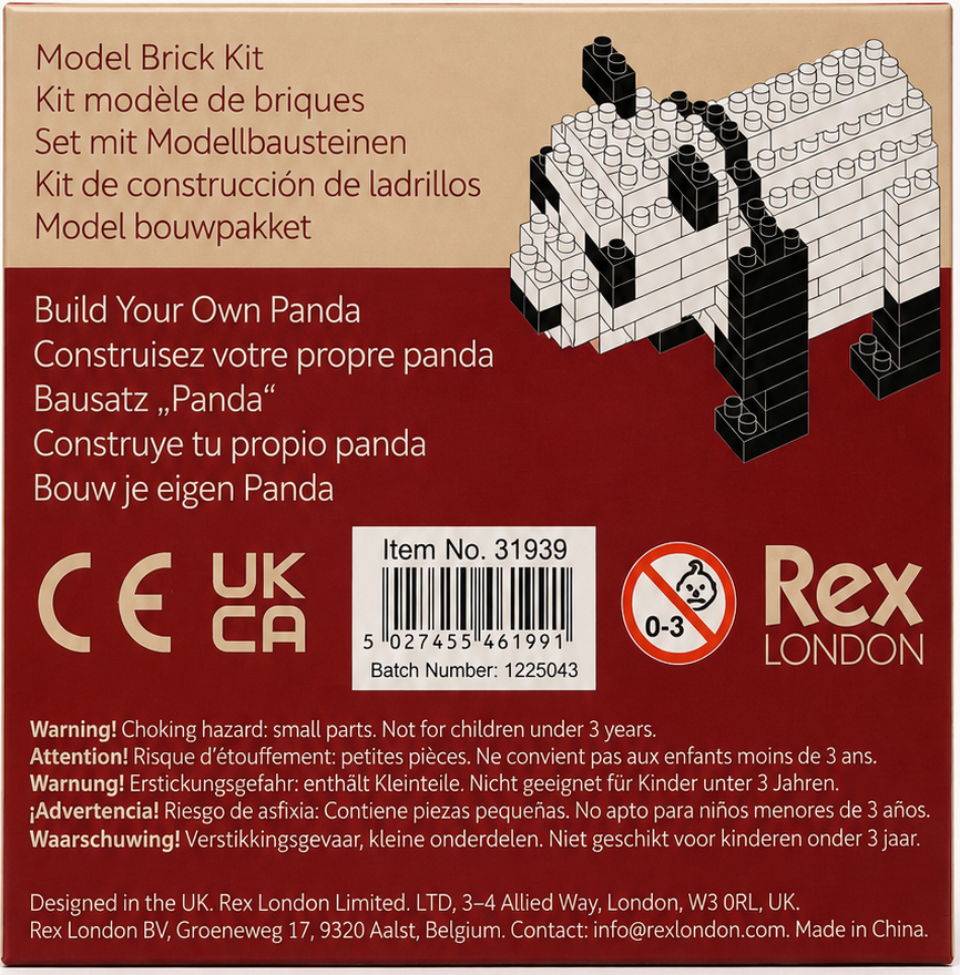 Mini kit de construction en briques - Tyrannosaure / Panda (119 pcs)