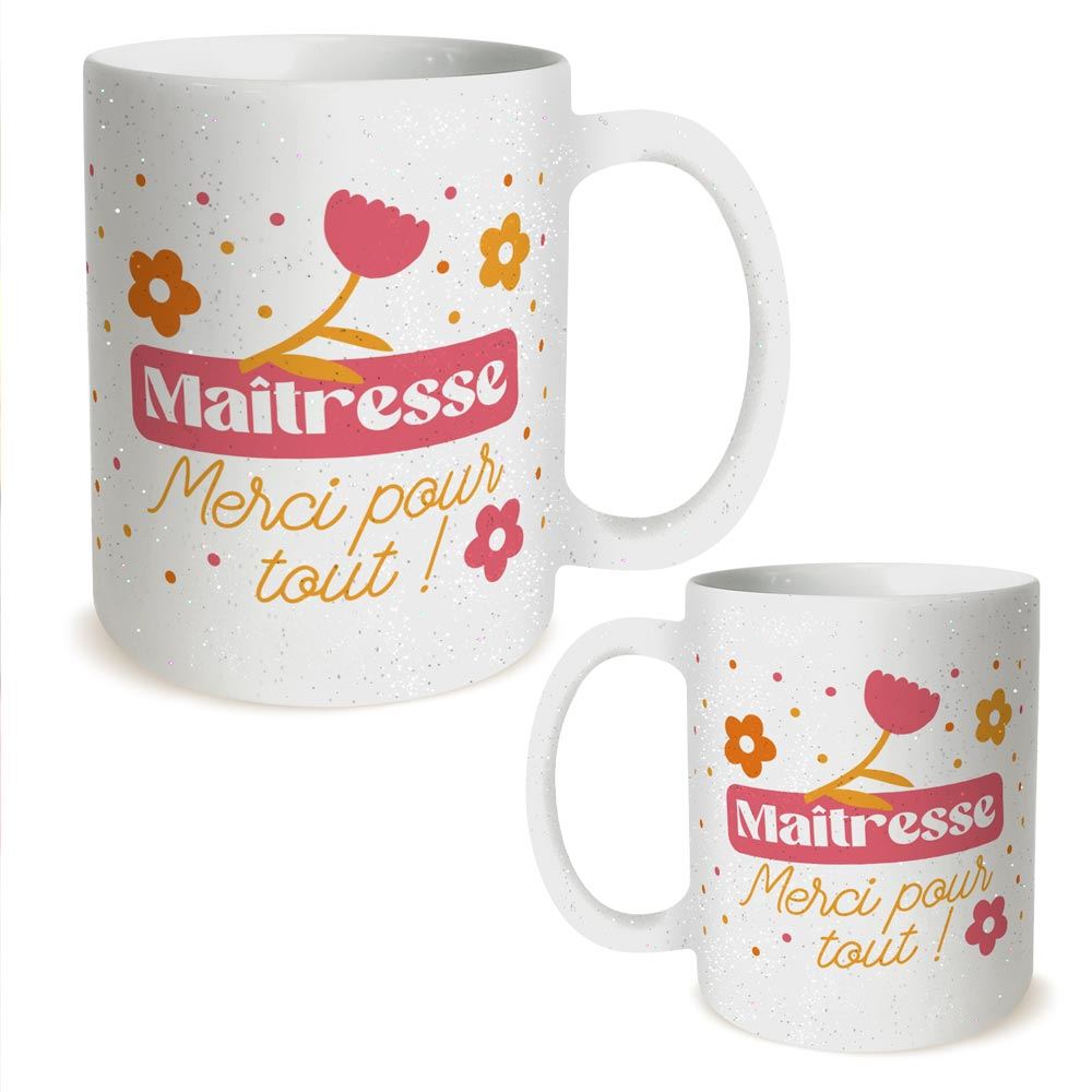 Mug à paillettes " Maîtresse Merci pour tout "