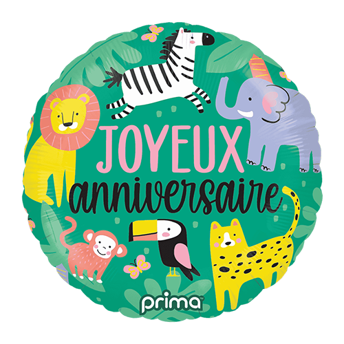 Ballon hélium "Joyeux anniversaire" jungle