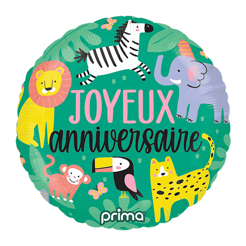 Ballon hélium "Joyeux anniversaire" jungle
