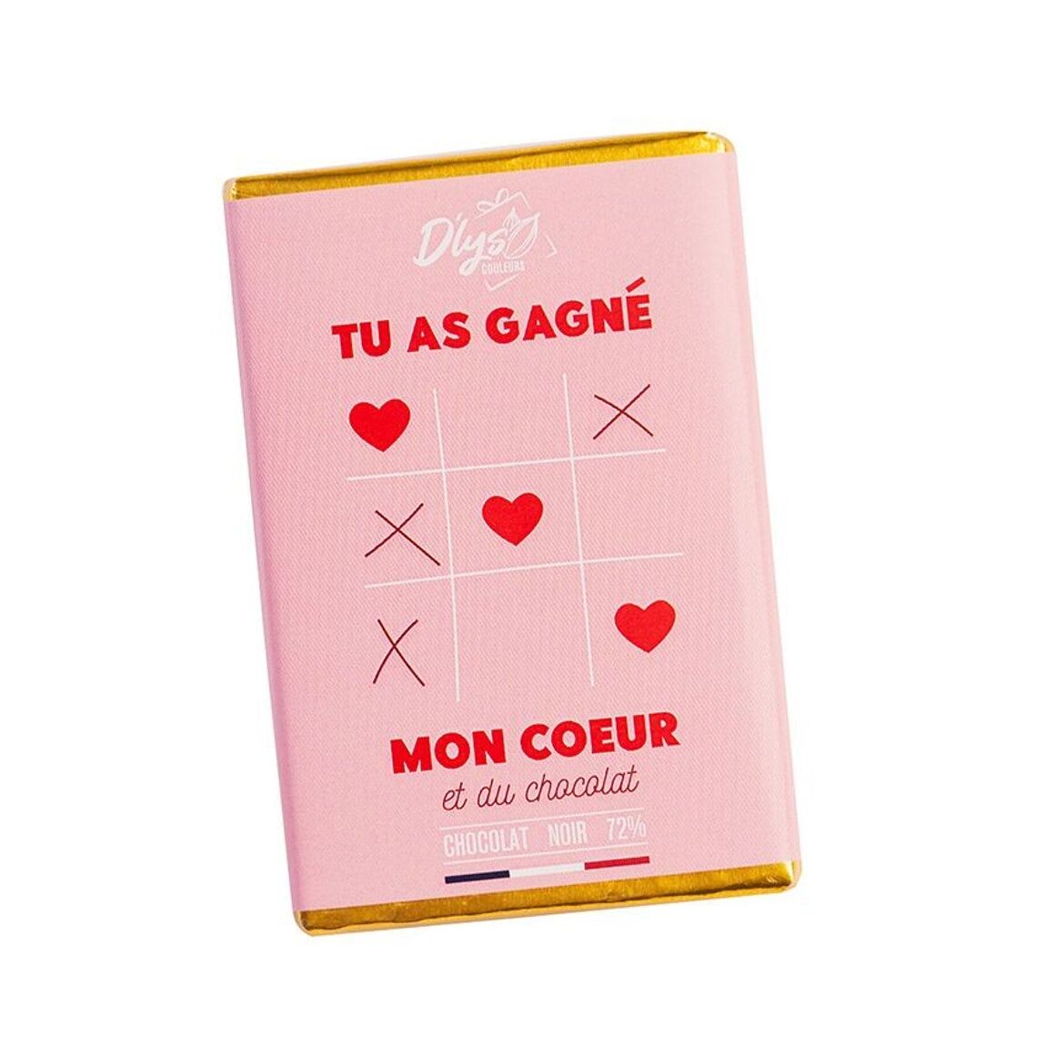 Mini tablette de chocolat noir - "Tu as gagné mon coeur et du chocolat" 30g