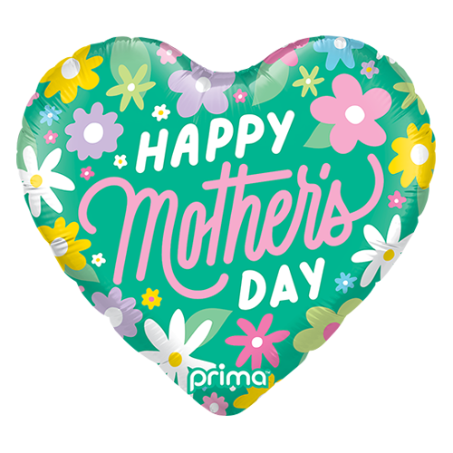 Ballon coeur "Happy mother's day" - floral