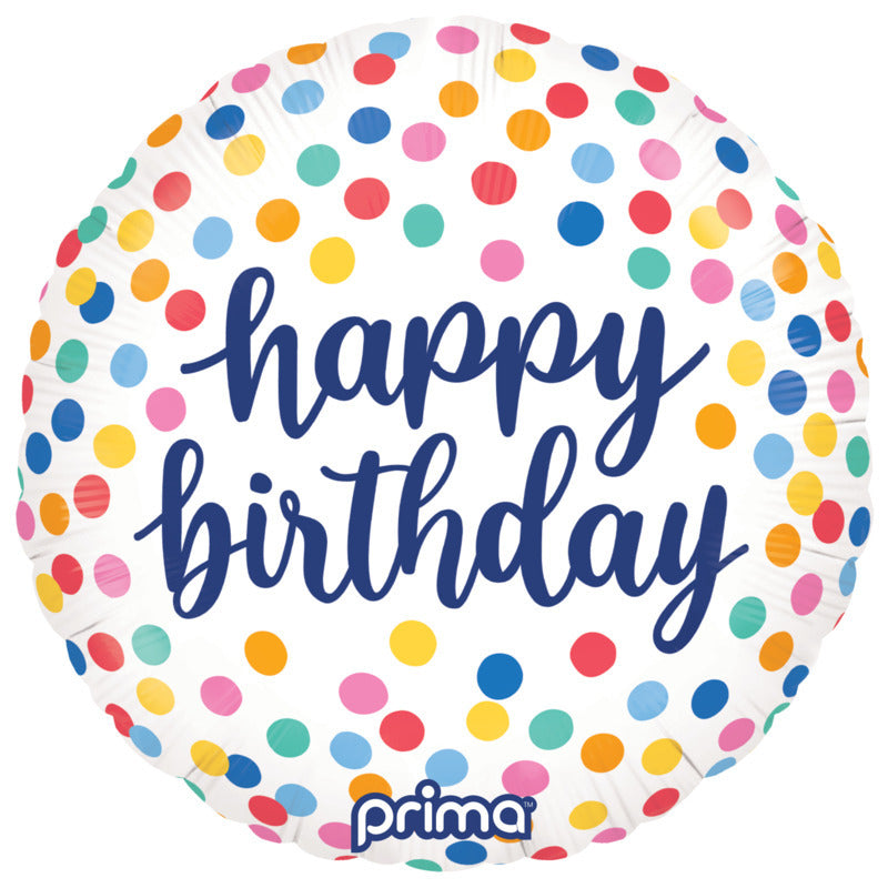 Ballon hélium "Happy Birthday" confettis
