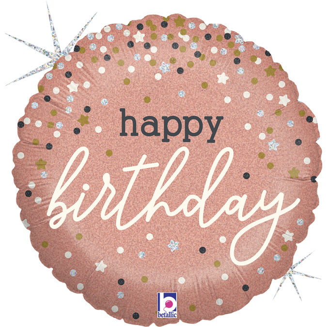 Ballon hélium "Happy Birthday" rose