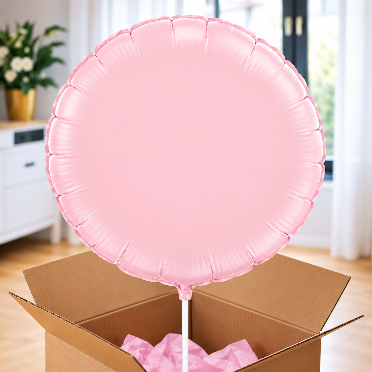 Ballon hélium rond rose satiné