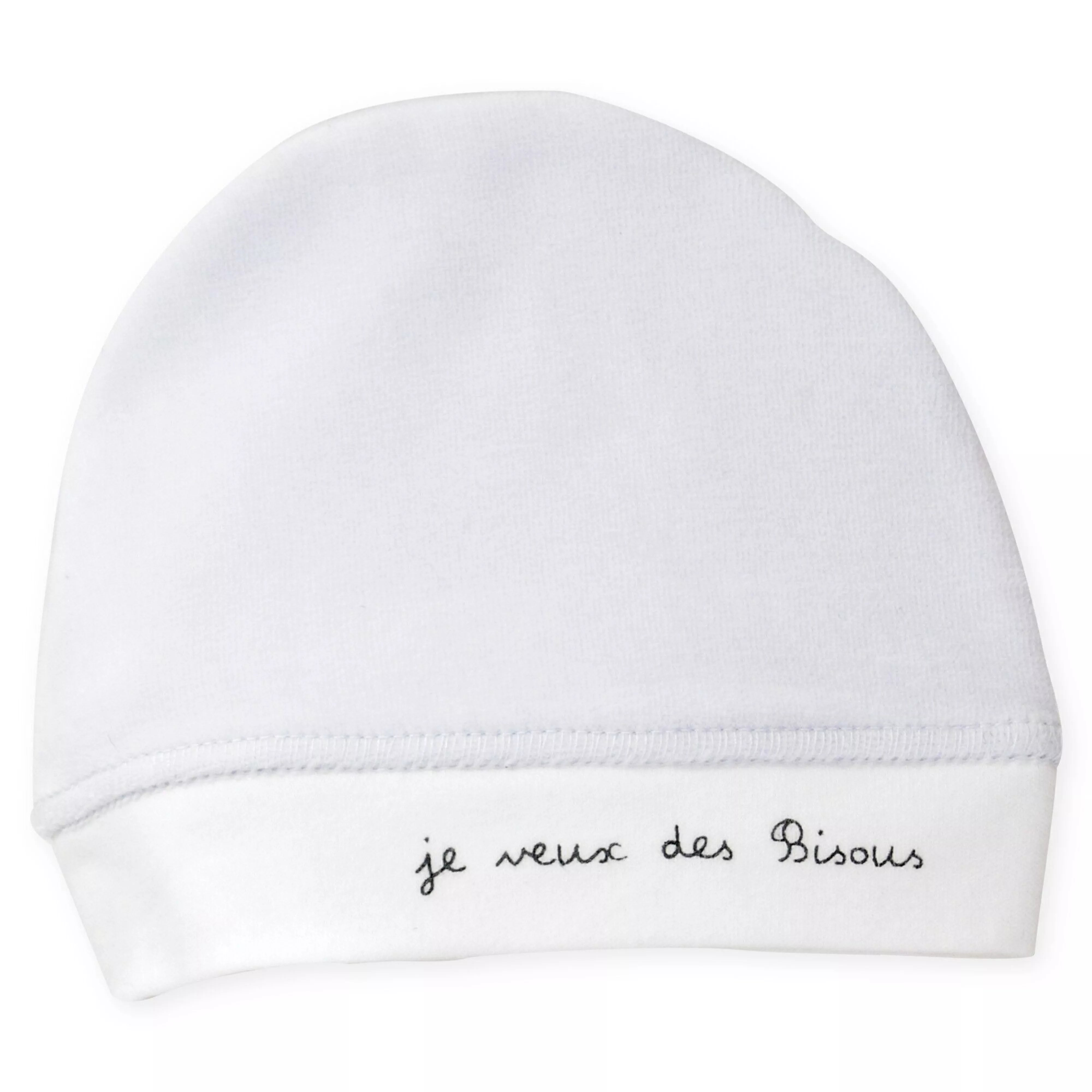 Bonnet de naissance "Je veux des bisous"