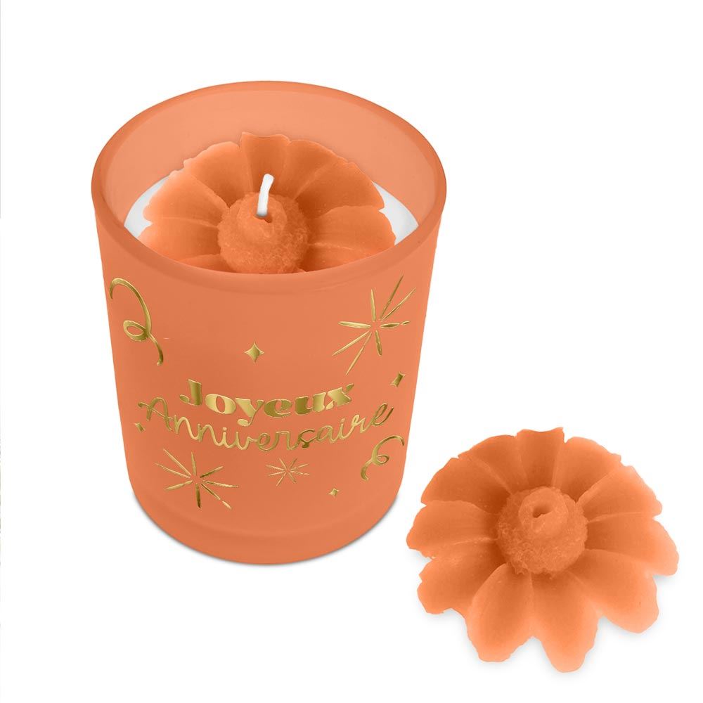 Bougie - Joyeux anniversaire orange