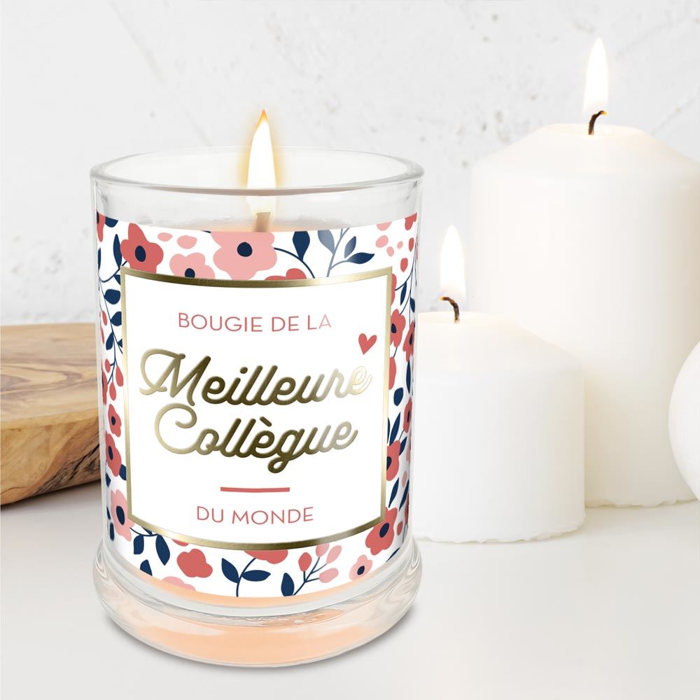 Bougie en verre "Meilleure collègue" au Jasmin
