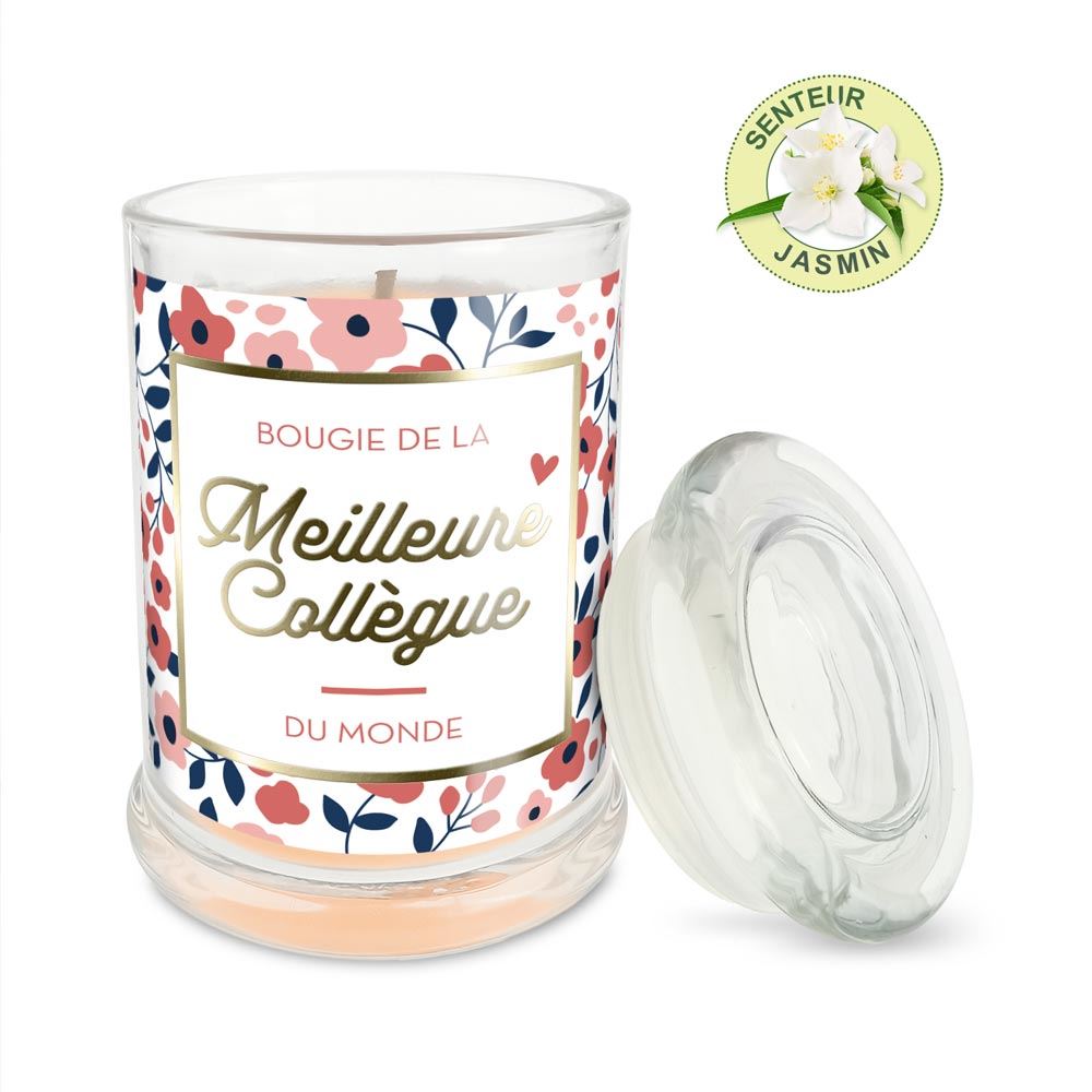 Bougie en verre "Meilleure collègue" au Jasmin