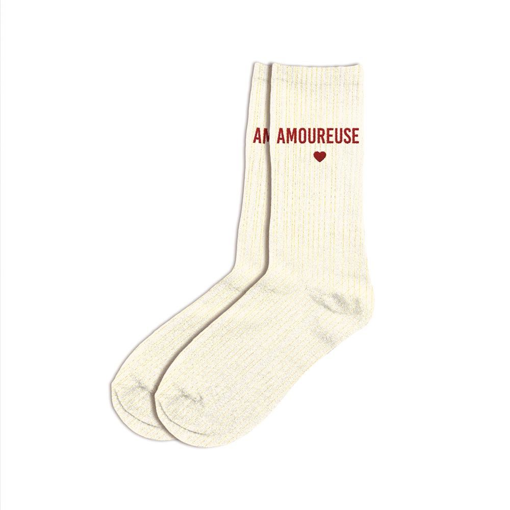 Chaussettes paillettes amoureuse / Taille unique : 36-42