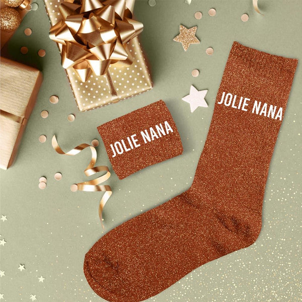 Chaussettes paillettes "Jolie nana" / Taille unique : 36-42