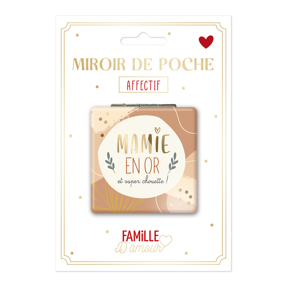 Miroir de poche "mamie en or"
