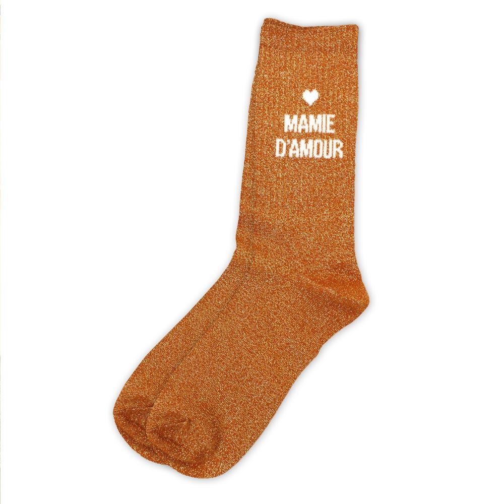Chaussettes coeur brodé "Mamie d'amour" / Taille unique : 36-42