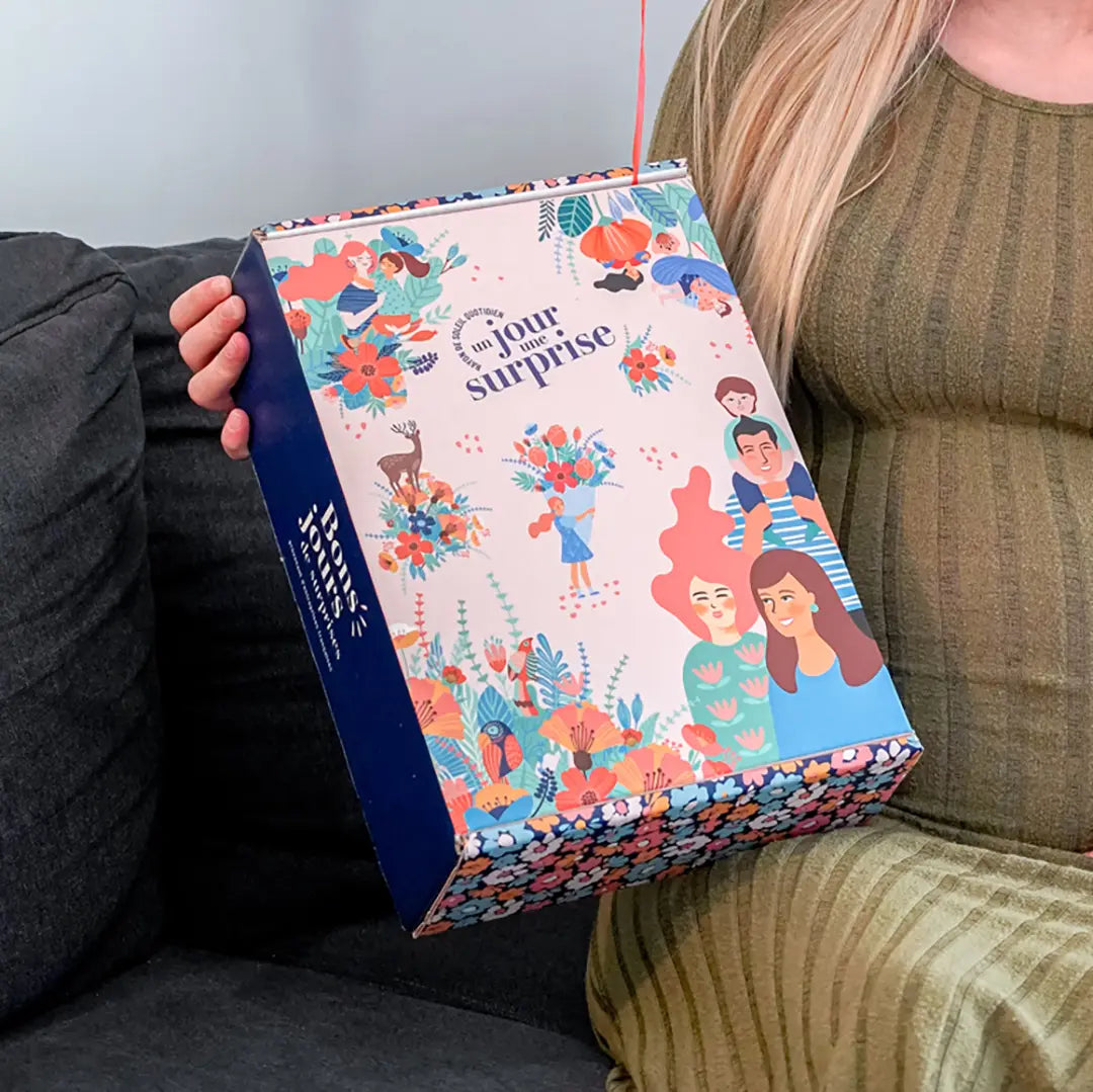 Box design "Famille heureuse" avec 1 cadeau par jour