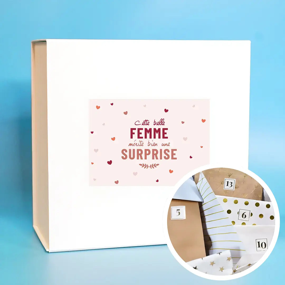 Box " Cette femme mérite bien une surprise" avec 1 cadeau par jour