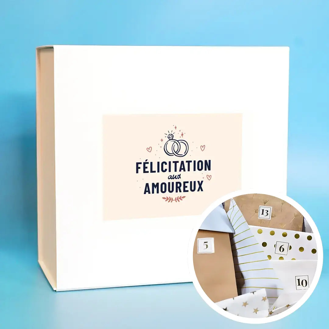 Box "Félicitation aux amoureux" avec 1 cadeau par jour