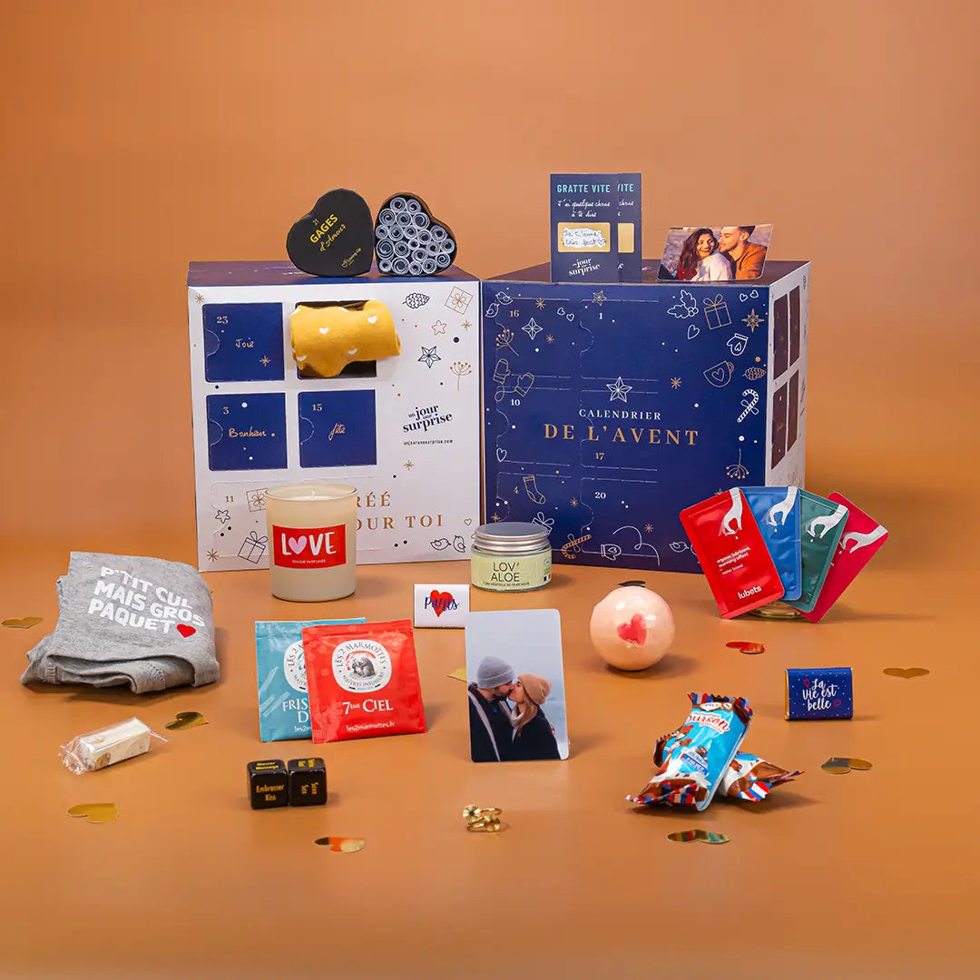 Calendrier de l'avent personnalisé avec vos surprises, photos et petits mots