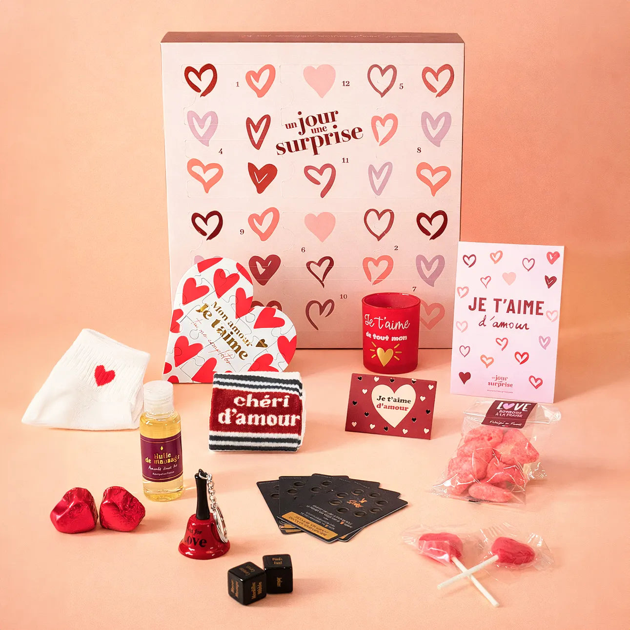 Calendrier de l’avent (ou de l'après) cœurs - 12 jours ou 12 mois à personnaliser
