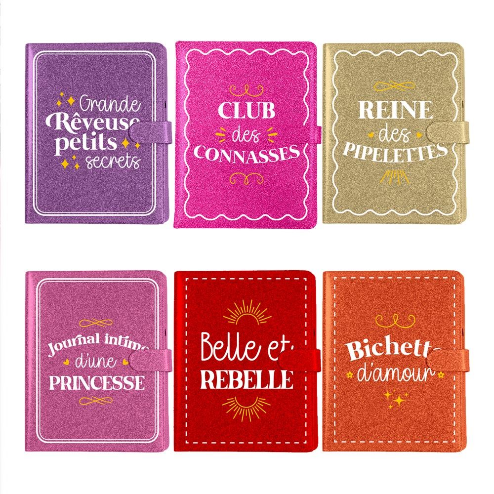 Carnet de notes à paillettes-Différents messages