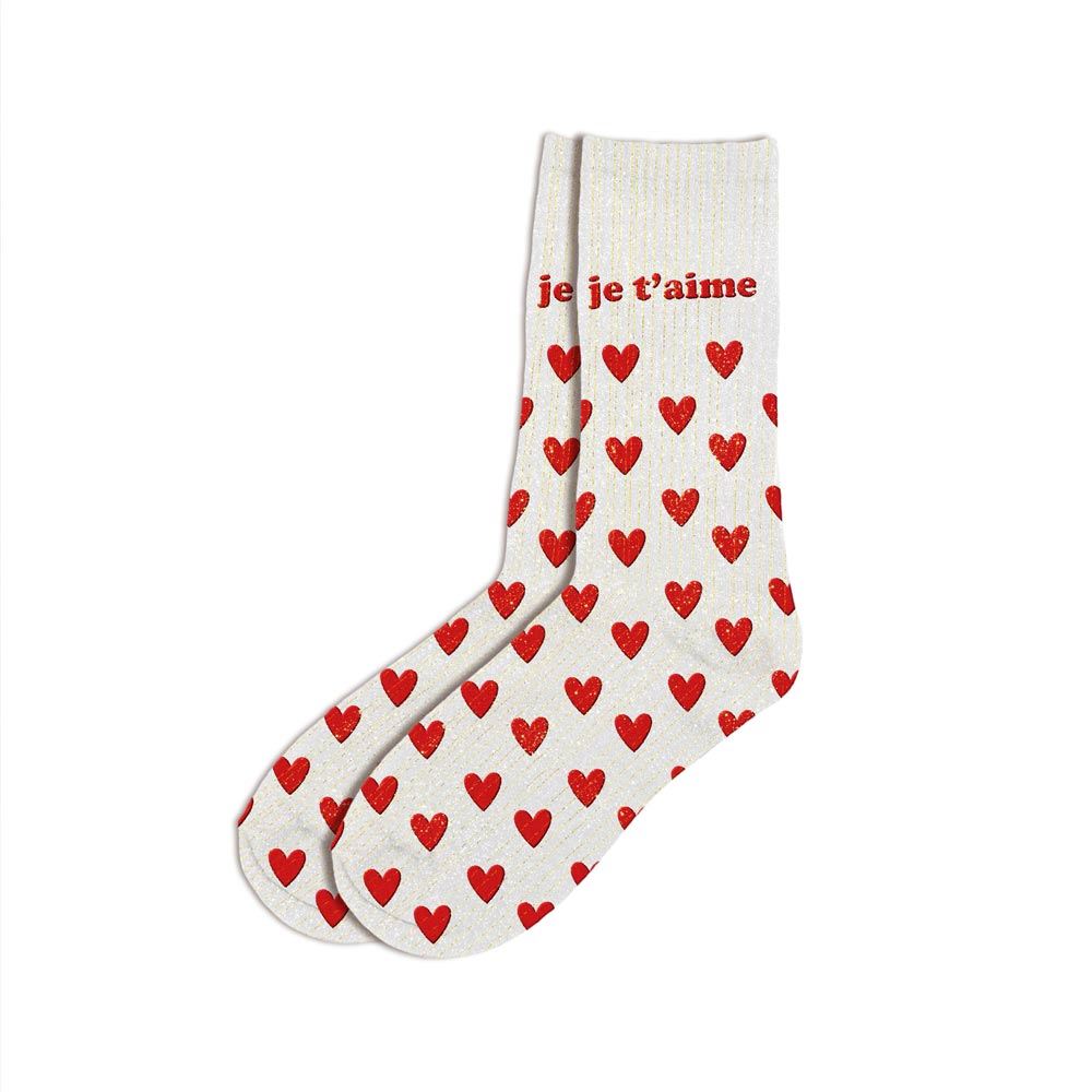 Chaussettes paillettes "Je t'aime" / Taille unique : 36-42