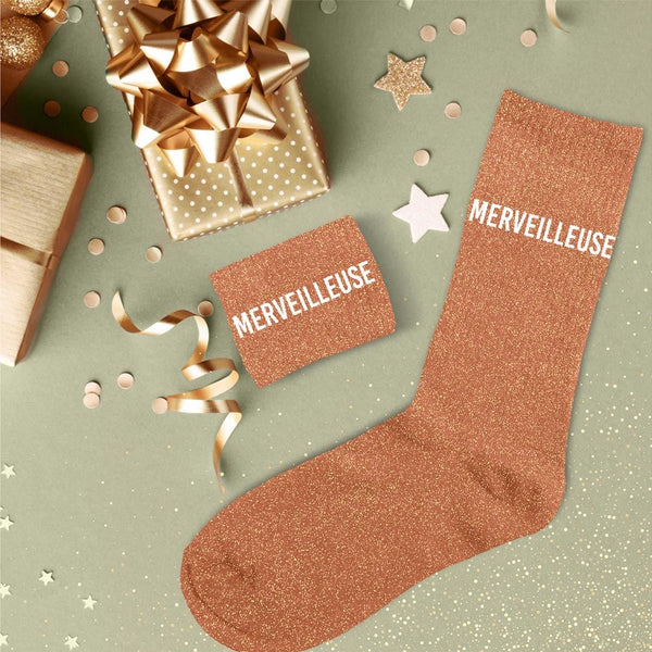 Chaussettes à paillettes "Merveilleuse" / Taille unique : 36-42