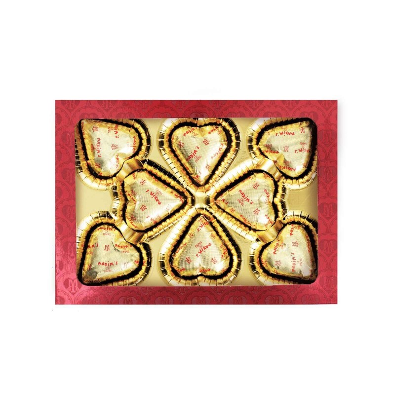 Boîte de 8 délicieux cœurs en chocolat praliné