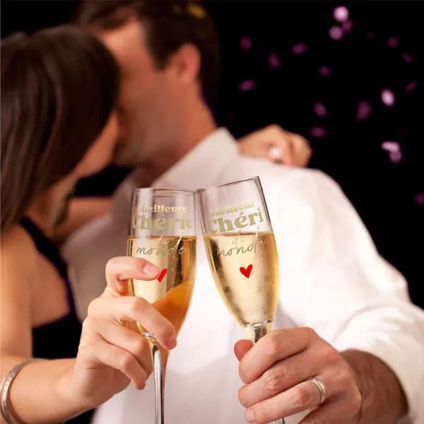 Duo de verres flûtes Chérie/Chéri
