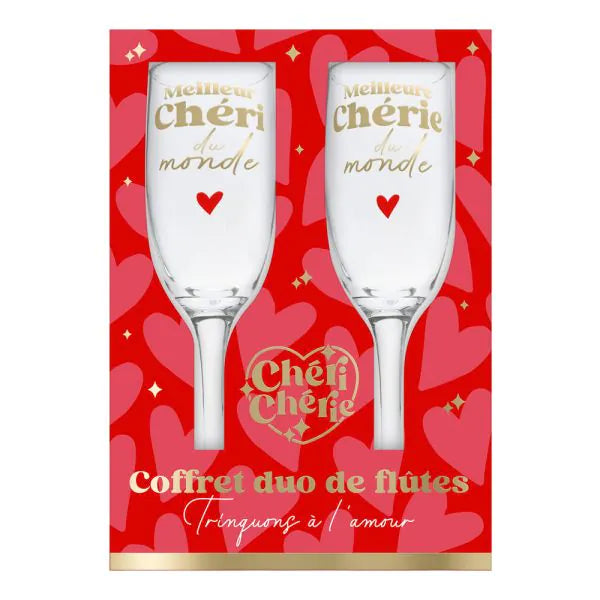 Duo de verres flûtes Chérie/Chéri