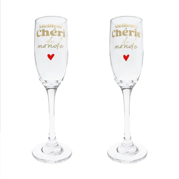 Duo de verres flûtes Chérie/Chéri