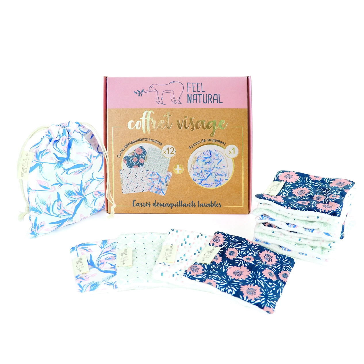 Carrés démaquillants lavables – Motifs tendance