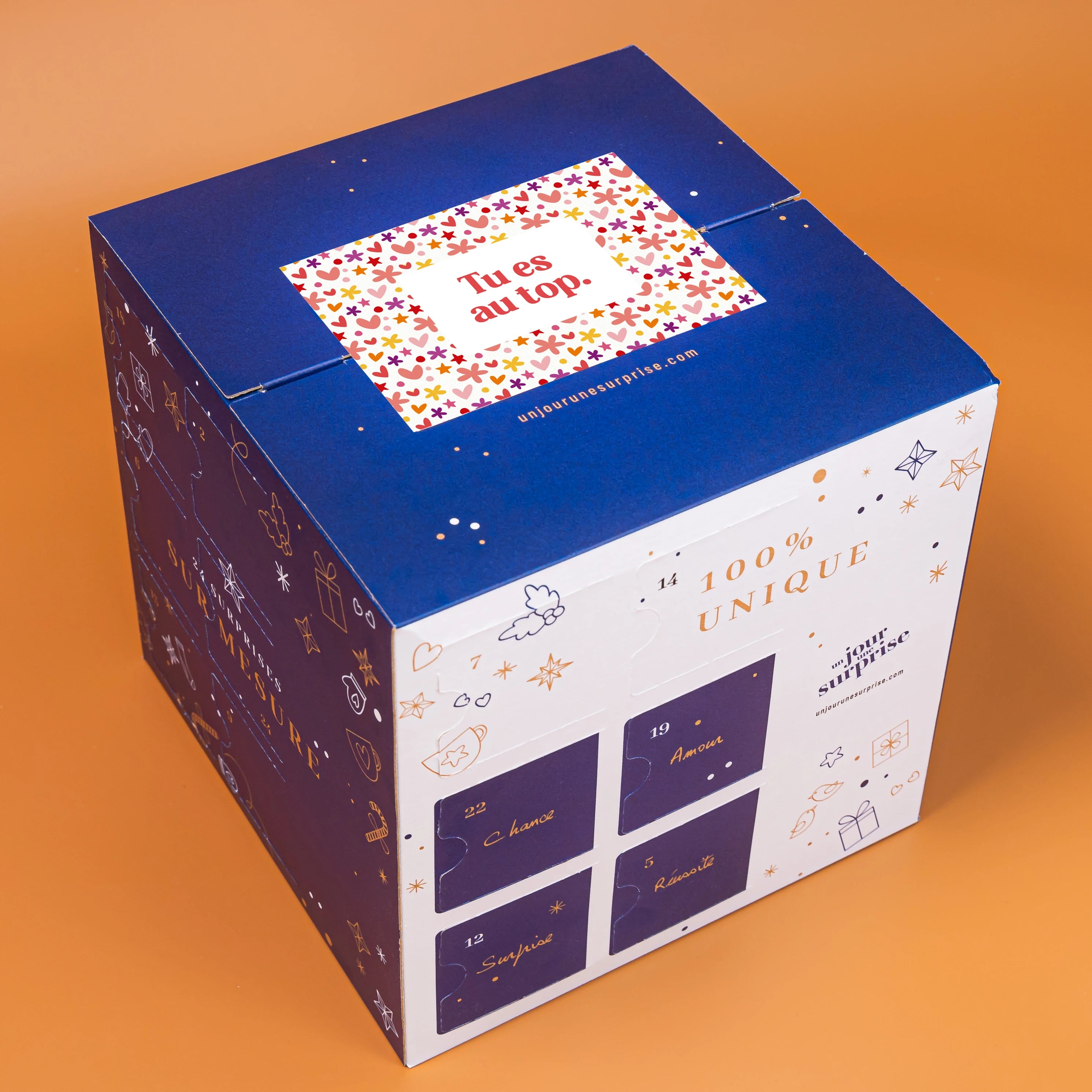 Calendrier de l'Avent cube - design "Tu es au top"