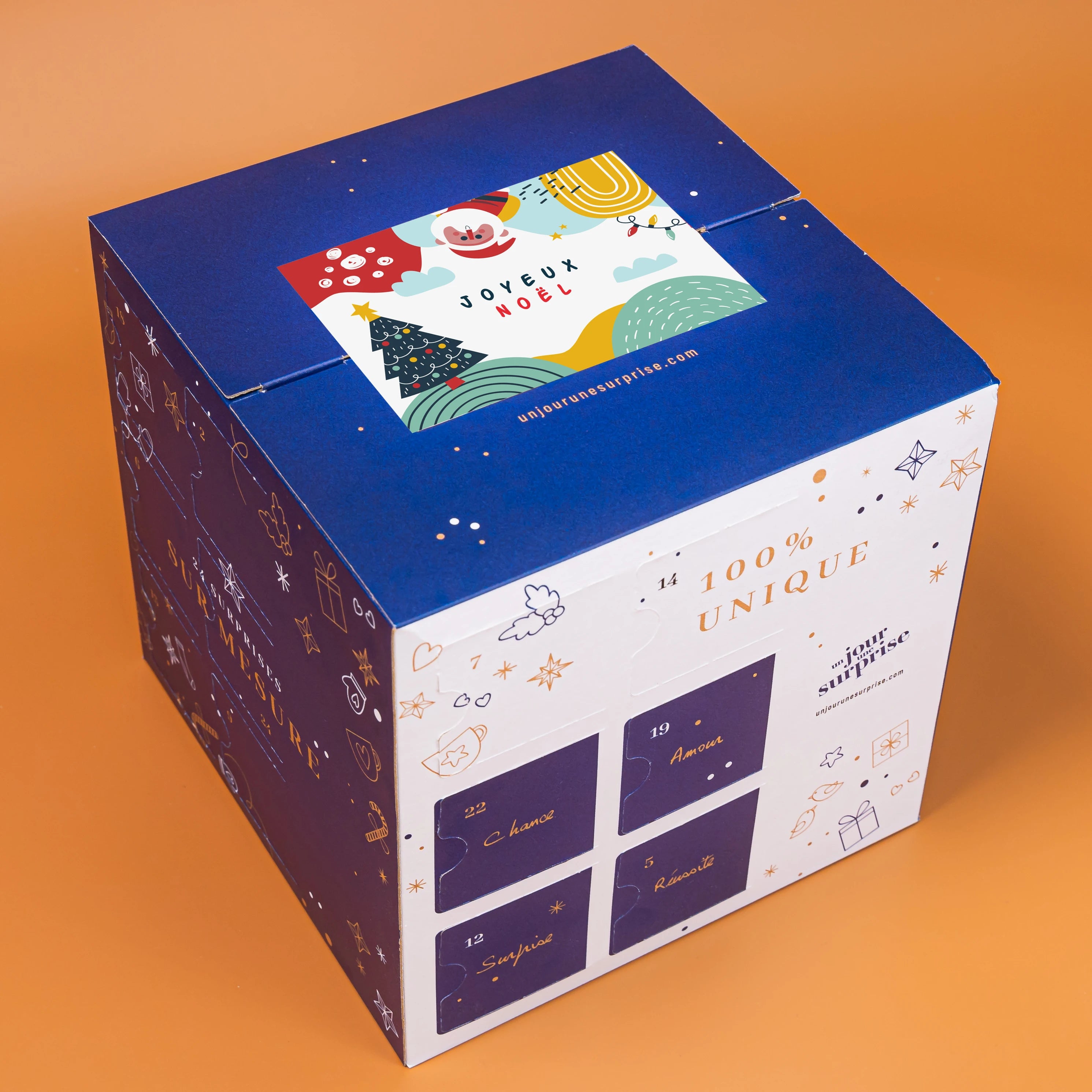 Calendrier de l'avent cube - design "Joyeux Noël"