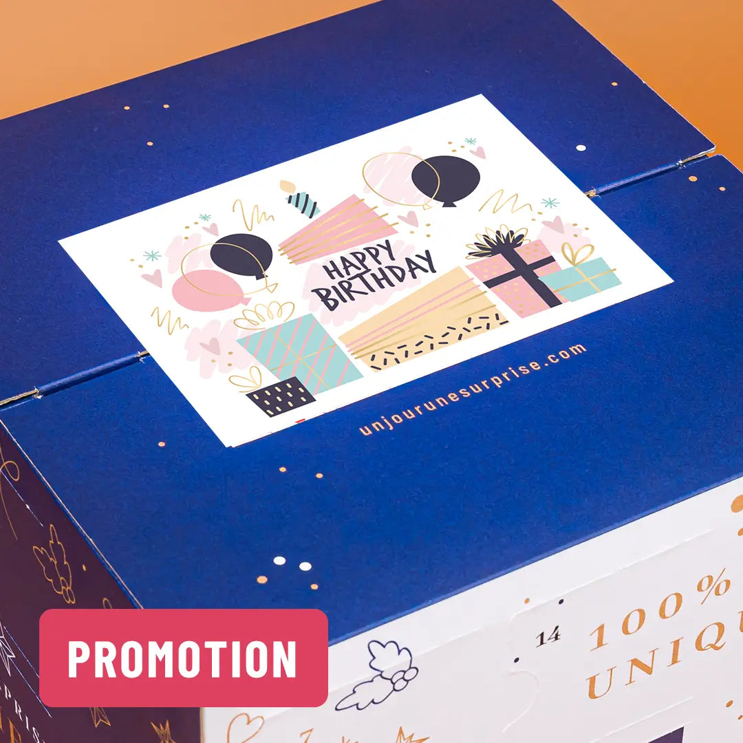 Calendrier de l'avent cube - design "Joyeux Anniversaire"