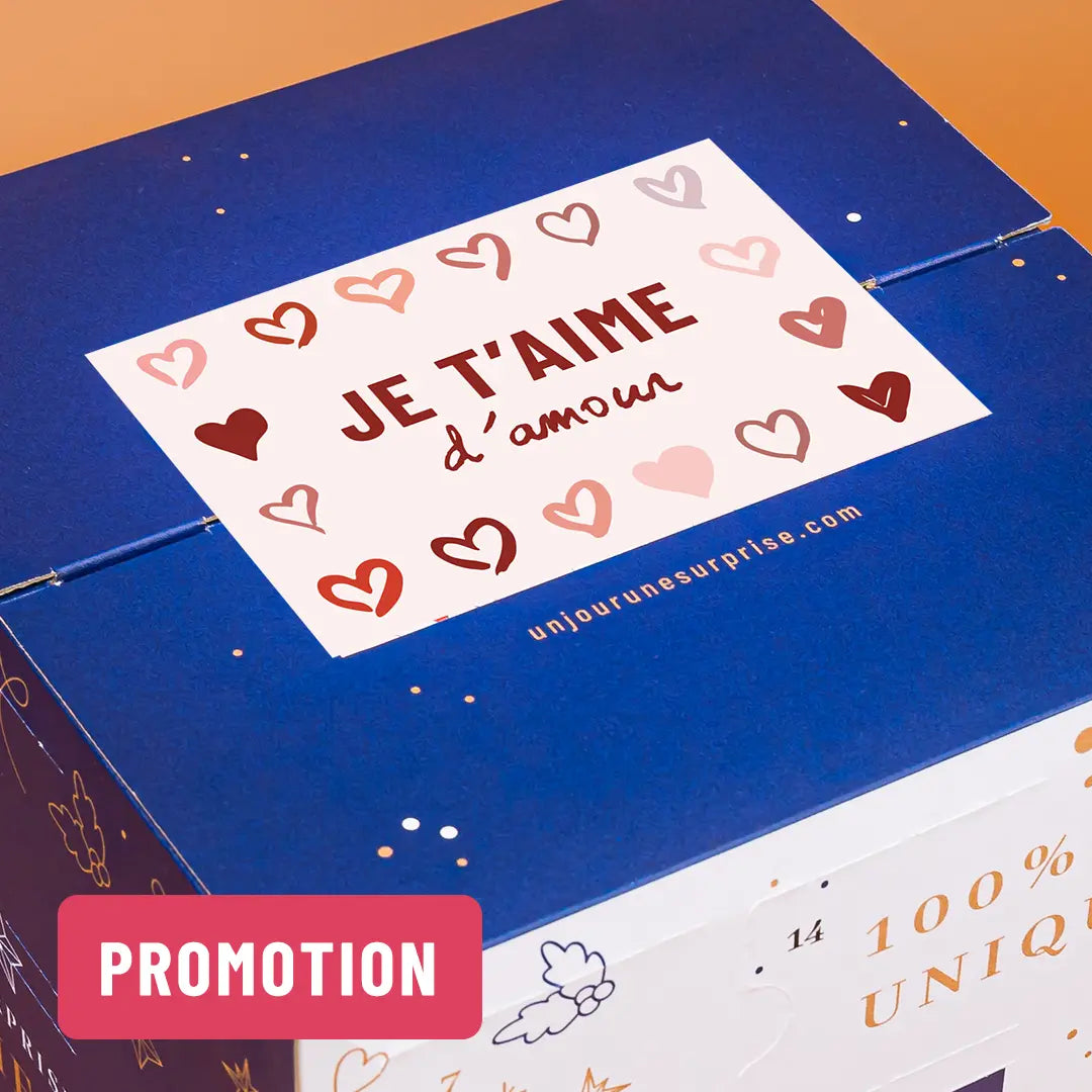 Calendrier de l'avent cube - design "Je t'aime d'amour"