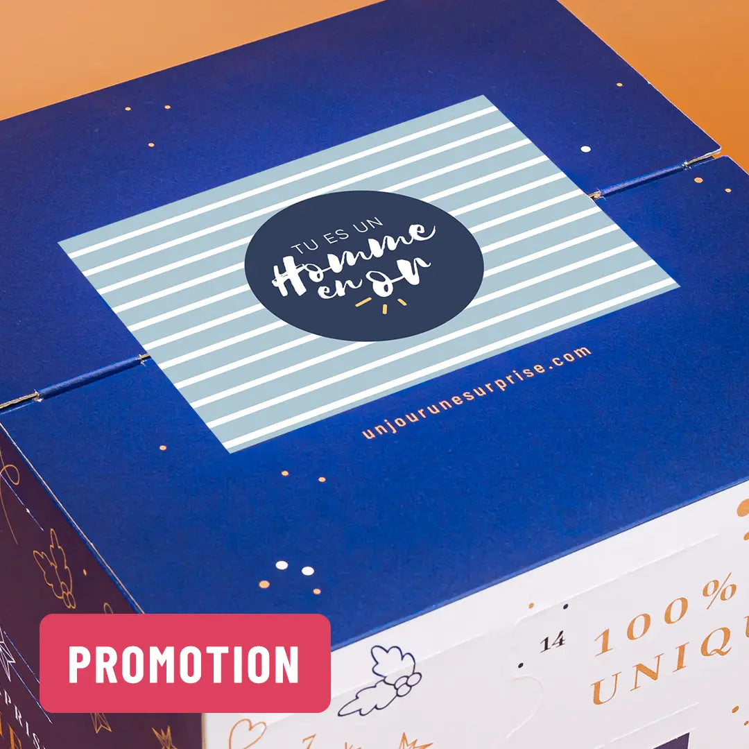 Calendrier de l'Avent cube - design "Tu es un homme en or"