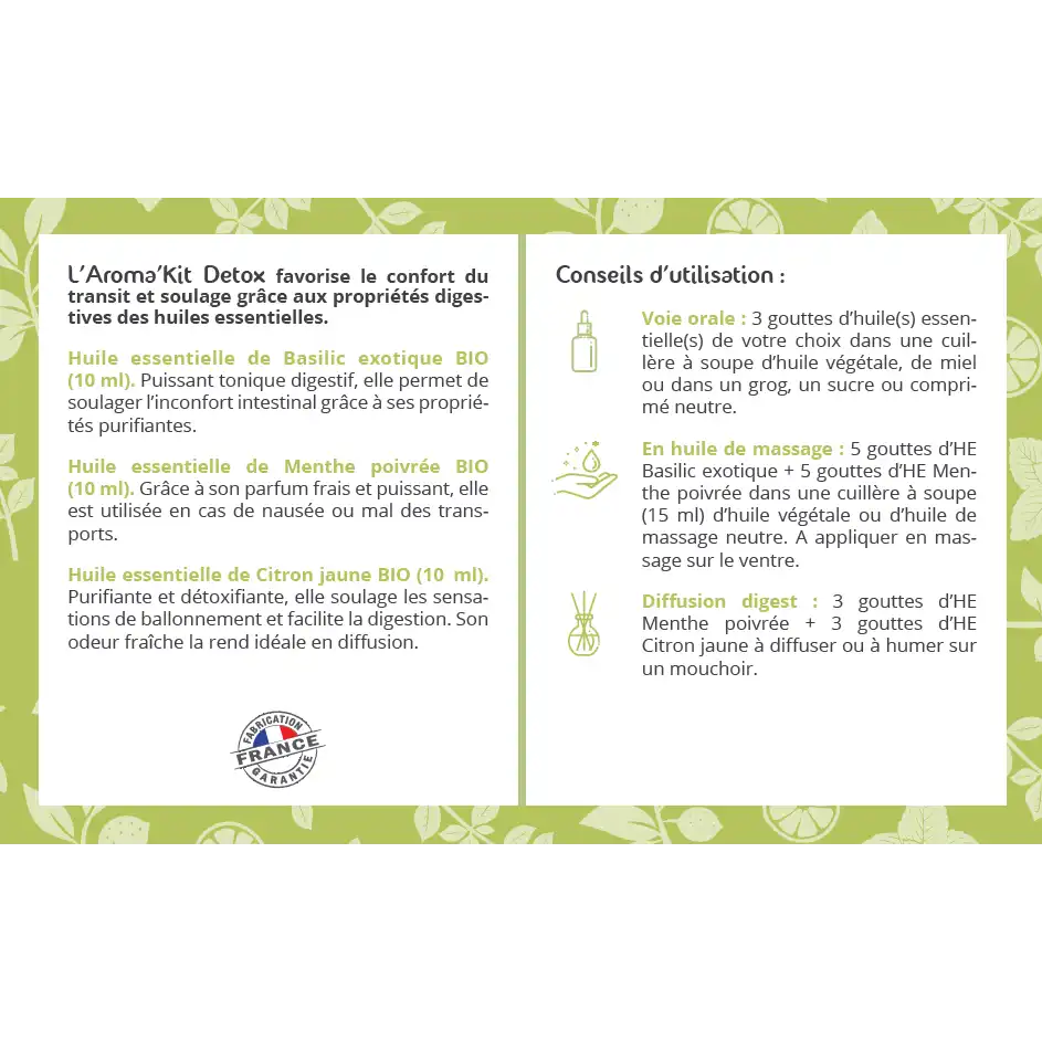 Kit d'huiles essentielles "detox" Bio