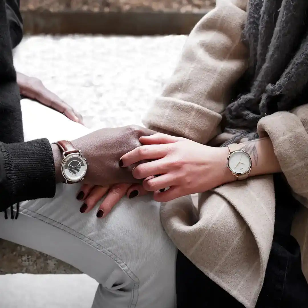 Montre solaire marron en cuir Homme - Eclipse